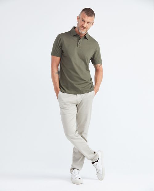 Camiseta de Hombre Tipo Polo, Slim Fit Manga Corta - Sin Bordado en Pecho