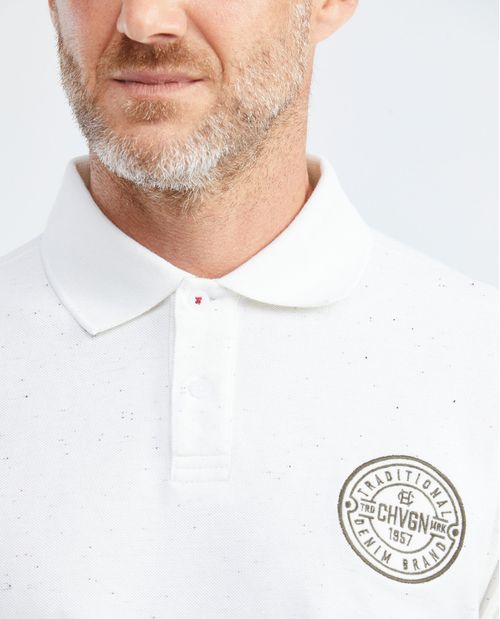 Camiseta de Hombre Tipo Polo, Slim Fit Manga Corta - Aplique Bordado