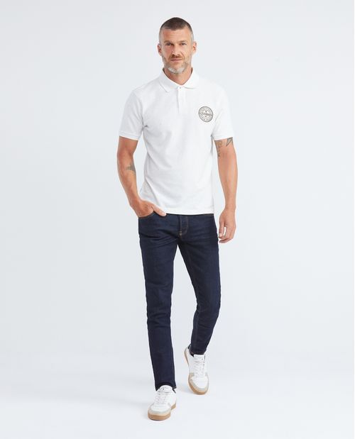Camiseta de Hombre Tipo Polo, Slim Fit Manga Corta - Aplique Bordado