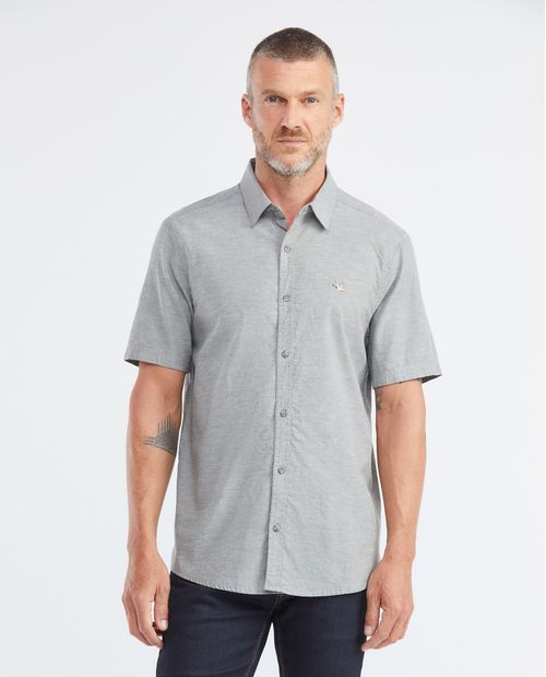 Camisa de Hombre, Classic Fit Manga Corta - 100% Algodón Efecto Neps