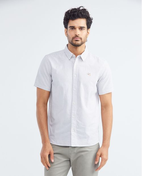 Camisa de Hombre, Slim Fit Manga Corta - Oxford 100% Algodón