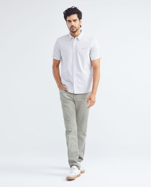 Camisa de Hombre, Slim Fit Manga Corta - Oxford 100% Algodón