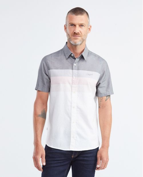 Camisa de Hombre, Slim Fit Manga Corta - Bloques de Color