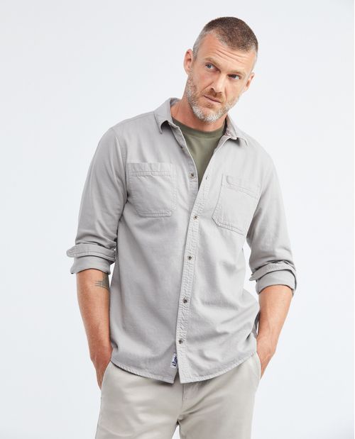 Camisa de Hombre, Classic Fit Manga Larga - Bolsillos Utilitarios