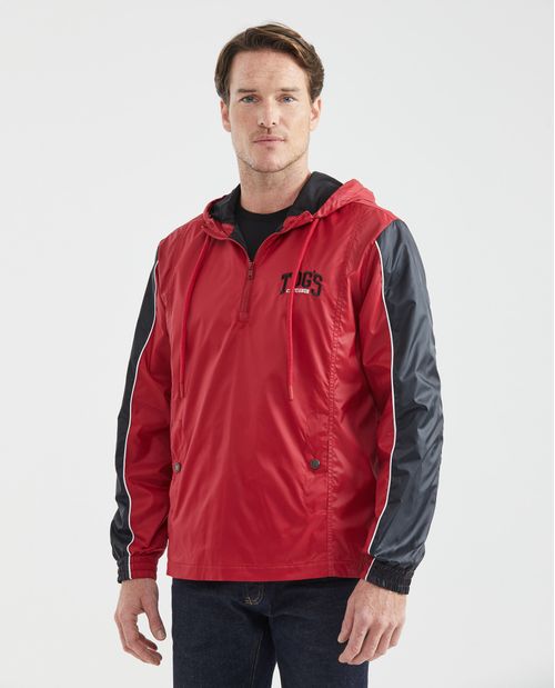 Chaqueta de Hombre, Silueta Anorak con Capucha - Bloques de Color