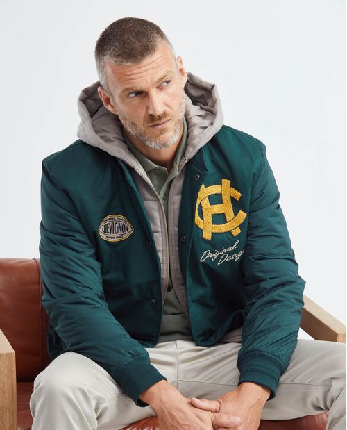Chaqueta de Hombre, Tipo Bomber - Simulación Doble Prenda