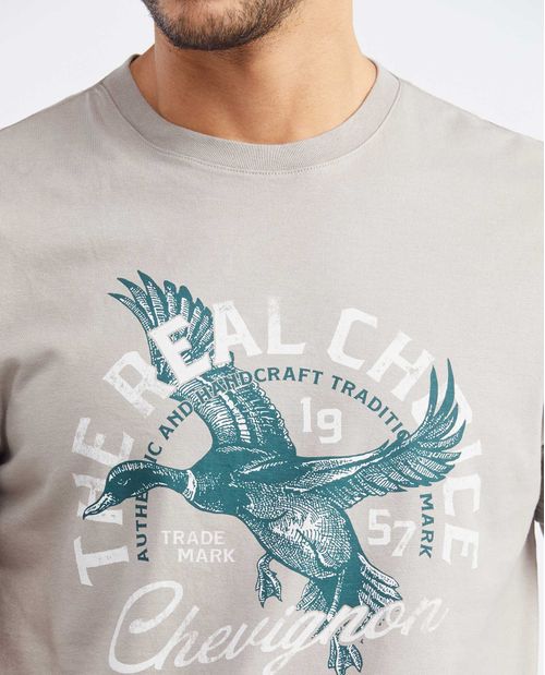 Camiseta Gráfica de Hombre, Slim Fit Cuello Redondo - Diseño Tipográfico Frontal