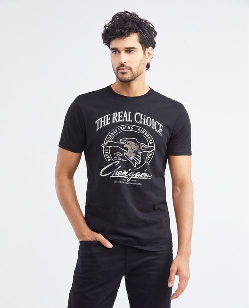 Camiseta Gráfica de Hombre, Slim Fit Cuello Redondo - Diseño Heritage Frontal