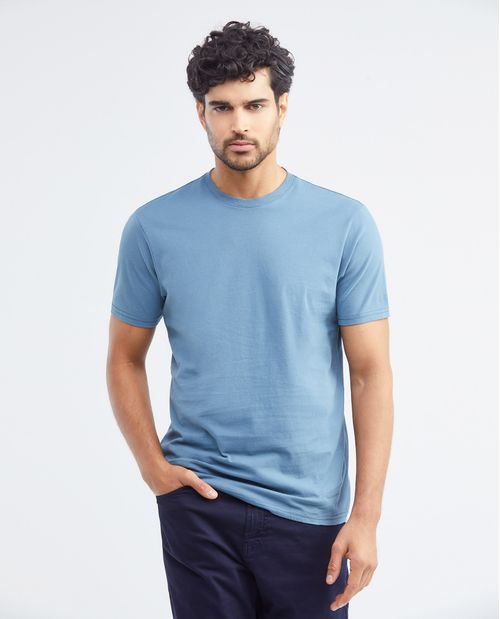Camiseta Básica de Hombre, Slim Fit Cuello Redondo - Sin Bordado Frontal