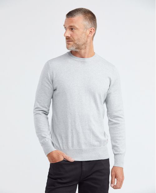 Suéter Tejido para Hombre, Cerrado Cuello Redonda - Fibras Heather 100% Algodón