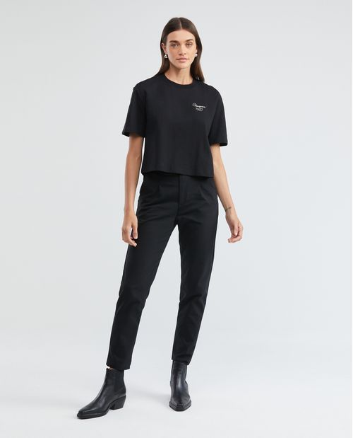 Camiseta Básica de Mujer, Manga Corta Cuello Cuello Redondo - Esencial Silueta Oversized Bordado Hilos Lurex