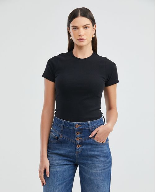 Camiseta Básica de Mujer, Manga Corta Cuello Cuello Redondo