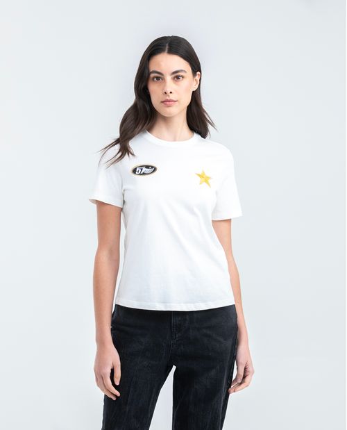 Camiseta Gráfica de Mujer, Silueta Semi Ajustada - Gráficos Chevignon Racing en Frente y Espalda