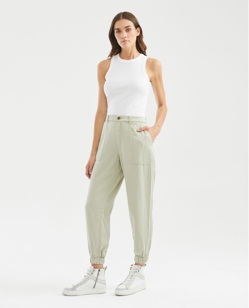 Pantalón de Mujer, Tipo Cargo, Tiro Alto Bota Ajustada - Lyocell