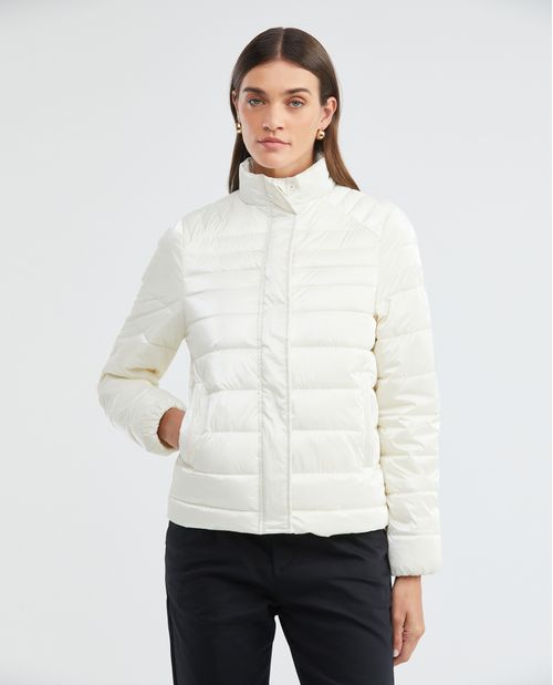 Chaqueta de Mujer, Acolchada - Textura Brillante y Craquelada