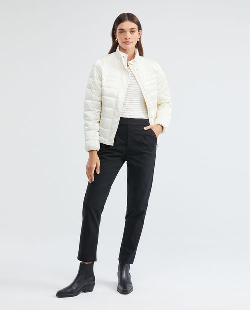Chaqueta de Mujer, Acolchada - Textura Brillante y Craquelada