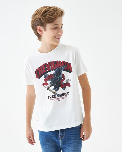 Camiseta Gráfica de Niño, Straight Fit Cuello Redondo - Diseño Frontal Estampado