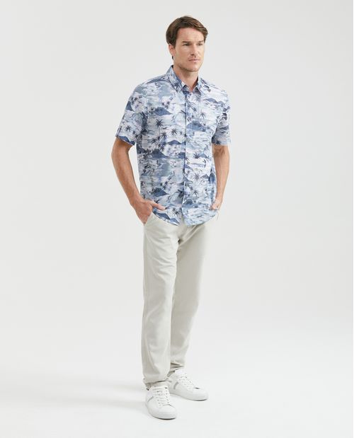 Camisa Resort de Hombre, Classic Fit Manga Corta - Maxi Print Palmeras
