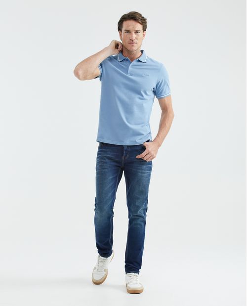 Camiseta de Hombre Tipo Polo, Slim Fit Manga Corta - Detalles en Tejidos