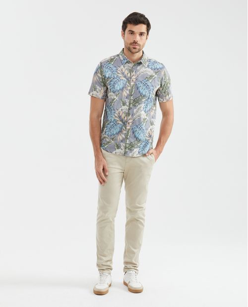 Camisa Resort de Hombre, Classic Fit Manga Corta - Maxi Print Hojas