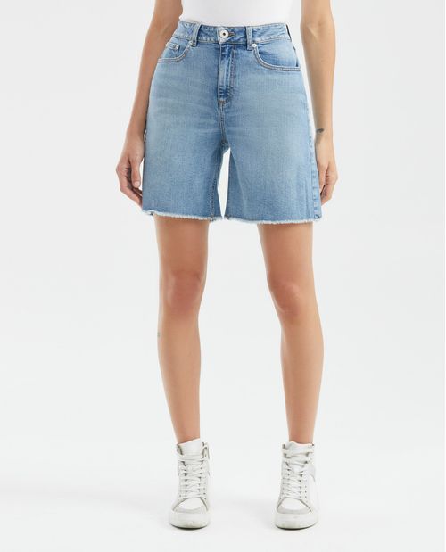 Bermuda de Mujer en Denim, High Rise - Azul Medio