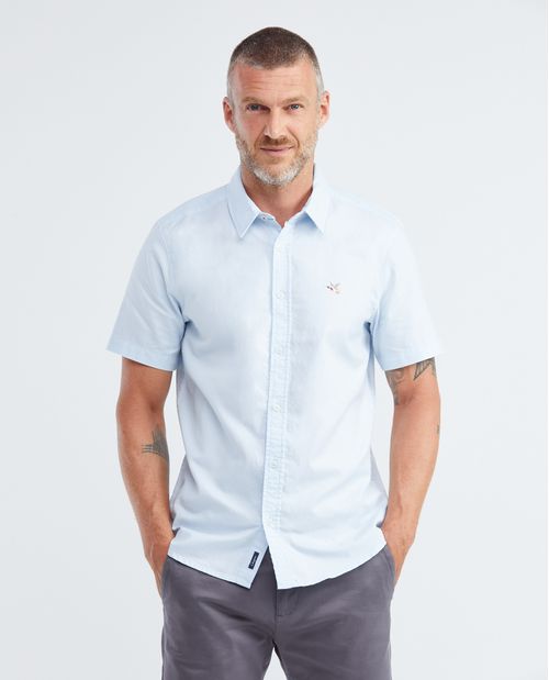 Camisa de Hombre, Slim Fit Manga Corta - Oxford 100% Algodón