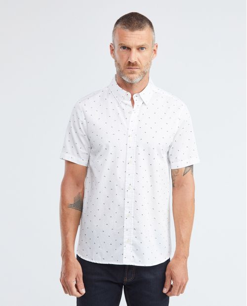 Camisa de Hombre, Slim Fit Manga Corta - Twill 100% Algodón