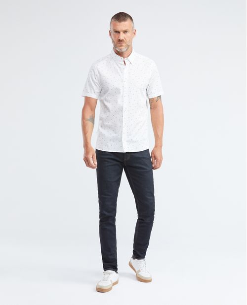 Camisa de Hombre, Slim Fit Manga Corta - Twill 100% Algodón