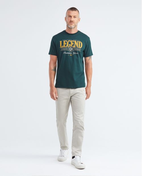 Camiseta Gráfica de Hombre, Slim Fit Cuello Redondo - 100% Algodón Doble Punto Estampación Textil