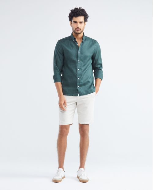 Bermuda de Hombre, Regular Fit - Algodón + Viscosa + Lino