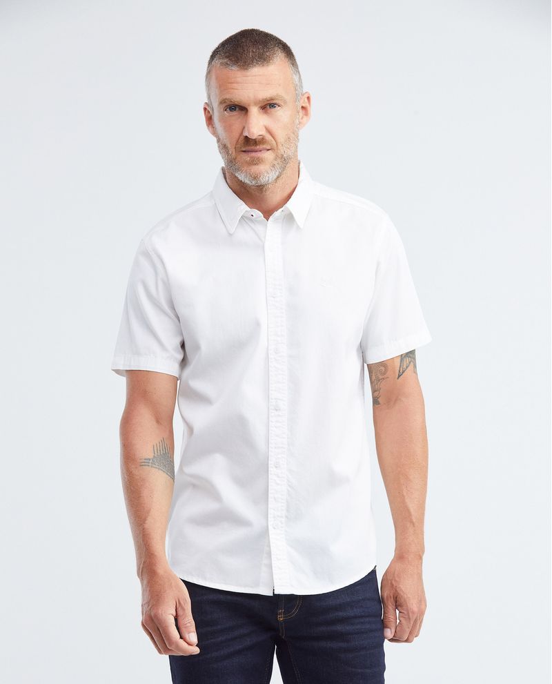 Camisa de Hombre Slim Fit Manga Corta Twill 100 Algodon