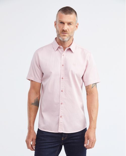 Camisa de Hombre, Slim Fit Manga Corta - Twill 100% Algodón