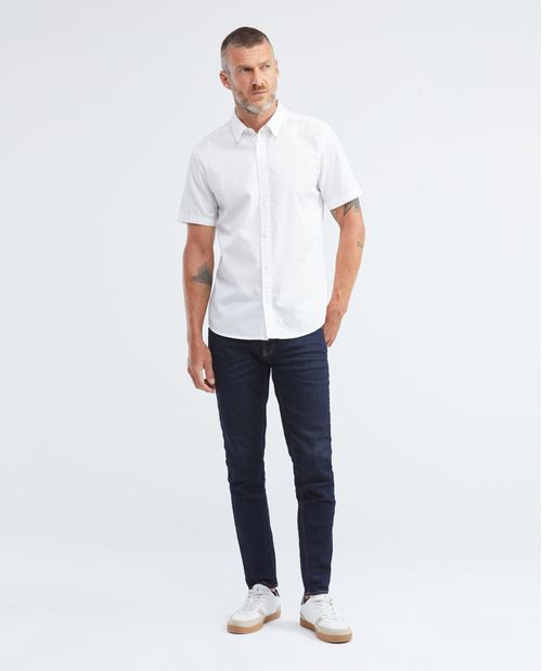 Camisa de Hombre, Slim Fit Manga Corta - Twill 100% Algodón