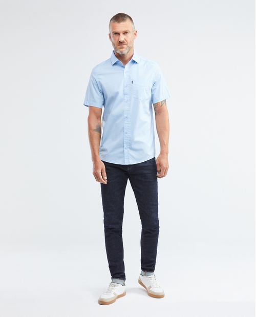 Camisa de Hombre, Slim Fit Manga Corta - Básica con Bolsillo