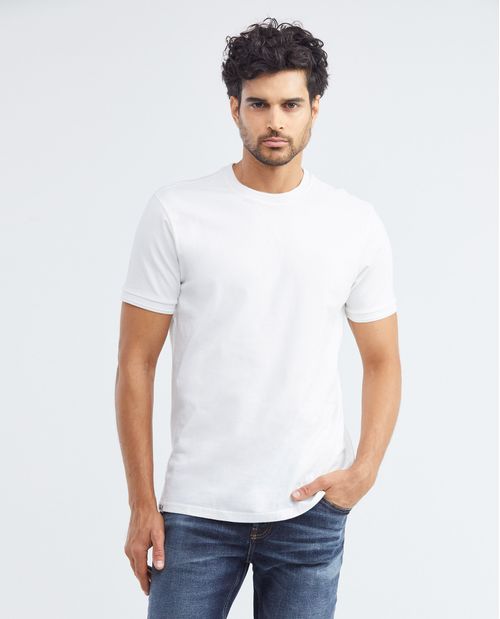 Camiseta de Hombre, Classic Fit Cuello Redondo - Detalle Líneas 3D