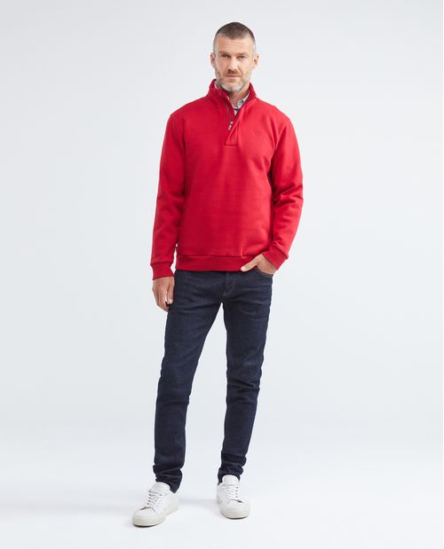 Buzo de Hombre, Cerrado Media Perilla con Cierre - Bordado de Marca Tono a Tono