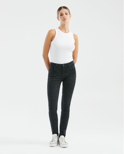 Jean de Mujer High Rise, Cosmo, Bota Skinny - Gris Oscuro Efecto Galaxy