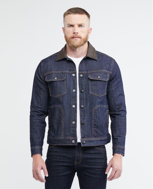 Chaqueta de Hombre en Denim, Tipo Trucker Straight Fit - Heritage Azul Oscuro
