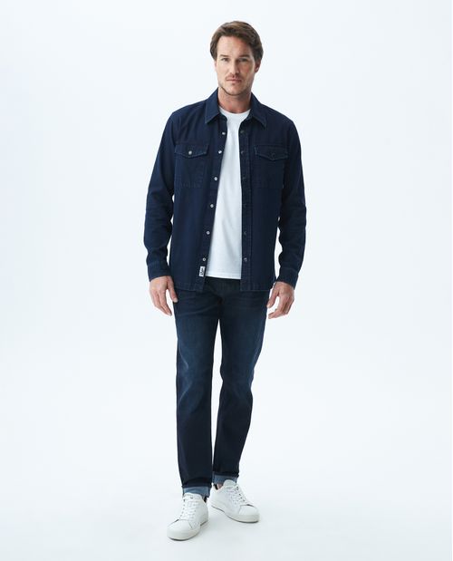 Jean de Hombre Straight Fit, Morrison, Bota Slim - Azul Ultra Oscuro Chevignon Earth