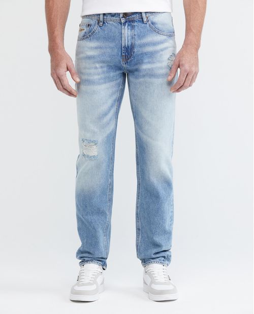 Jean de Hombre Straight Fit, Morrison, Bota Slim - Azul Claro