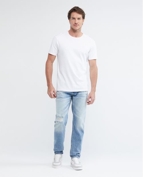 Jean de Hombre Straight Fit, Morrison, Bota Slim - Azul Claro