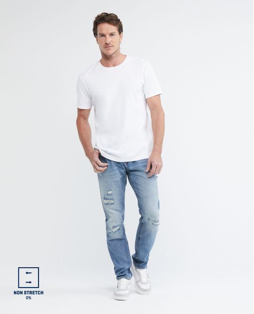 Jean de Hombre Slim Fit, Famous, Bota Slim - Azul Claro