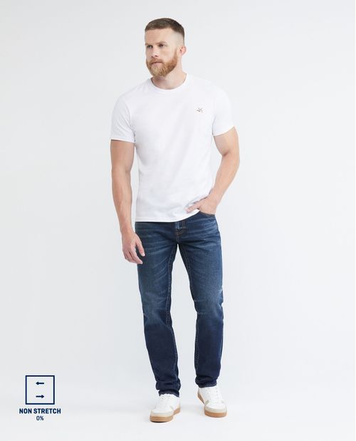 Jean de Hombre Slim Fit, Famous, Bota Slim - Azul Oscuro Vintage