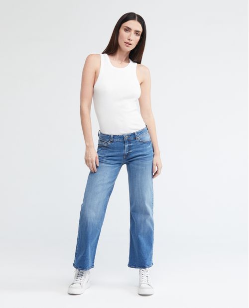 Jean de Mujer Low Rise, Rusty, Bota Relaxed - Azul Medio