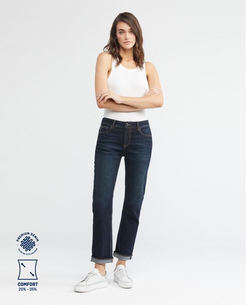 Jean de Mujer High Rise, Cosmo, Boot Cut - Selvedge Azul Ultra Oscuro