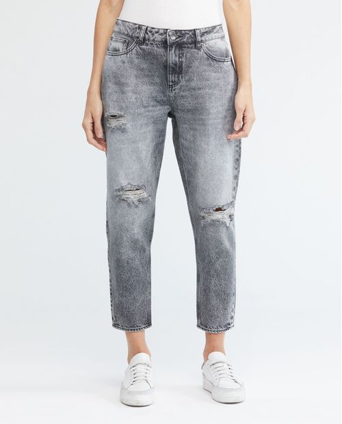 Jean de Mujer Medium Rise, Boyfit, Bota Skinny - Gris Oscuro