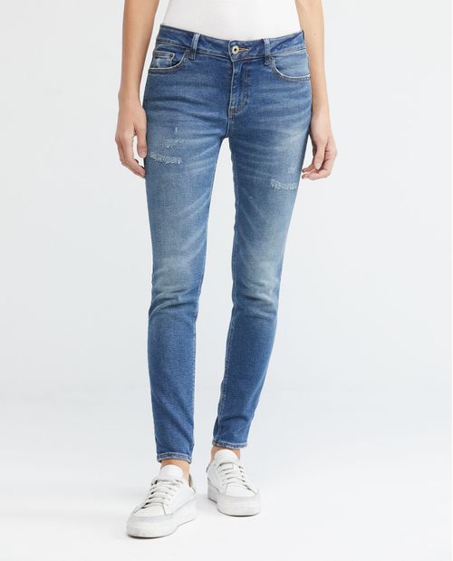 Jean de Mujer High Rise, Cosmo, Bota Skinny - Azul Medio
