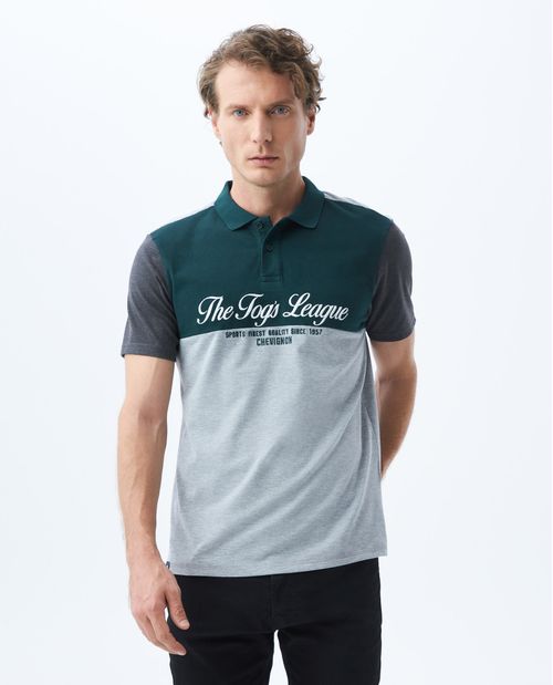 Camiseta de Hombre Tipo Polo, Slim Fit Manga Corta - TOGS Bloques de Color Jaspe