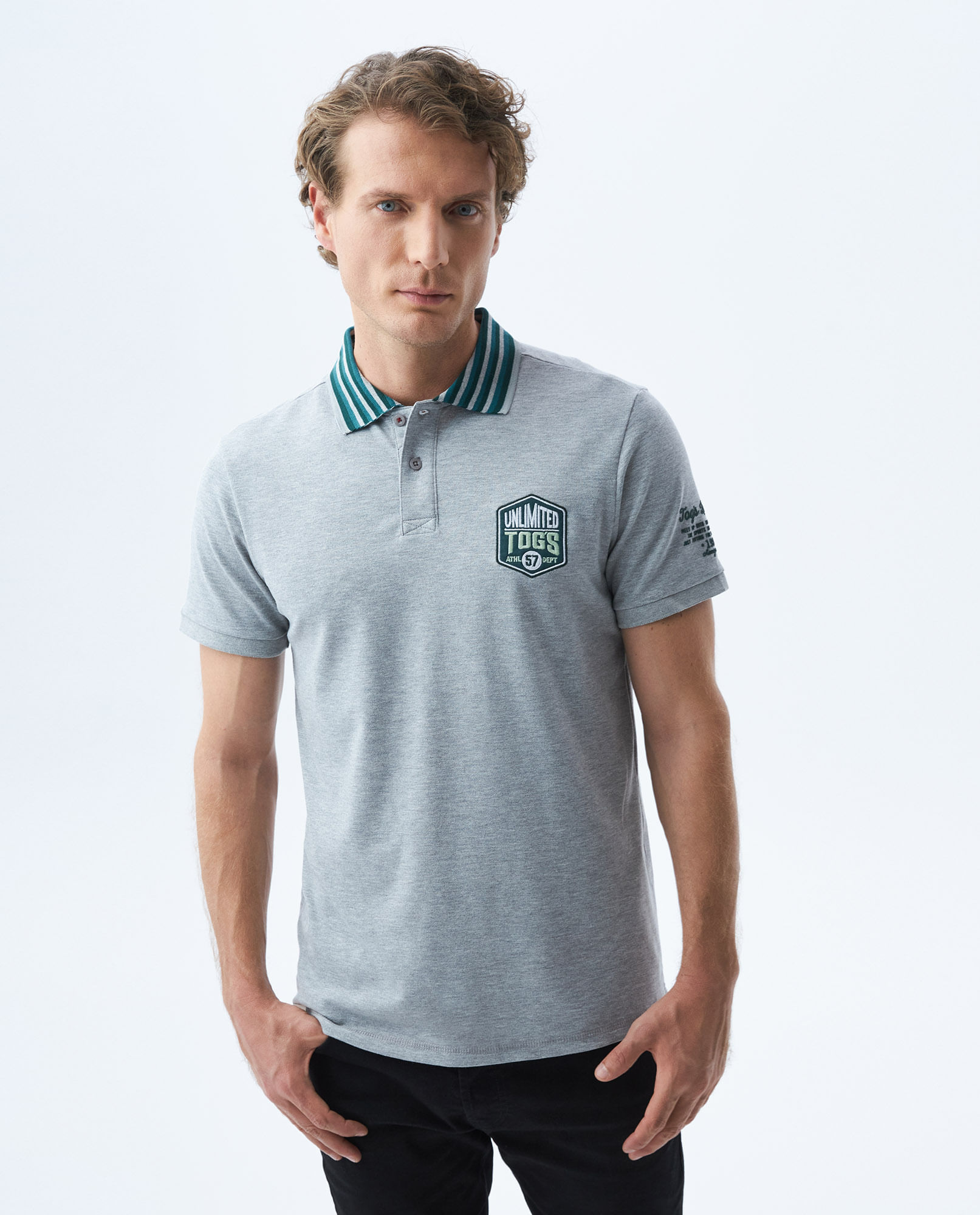 Camiseta de Hombre Tipo Polo, Slim Fit Manga Corta TOGS Aplique