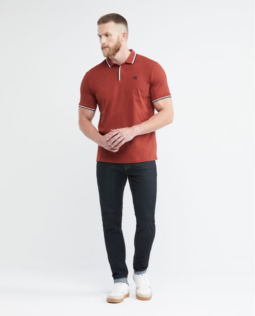 Camiseta de Hombre Tipo Polo, Classic Fit Manga Corta - Perilla Externa Tejida